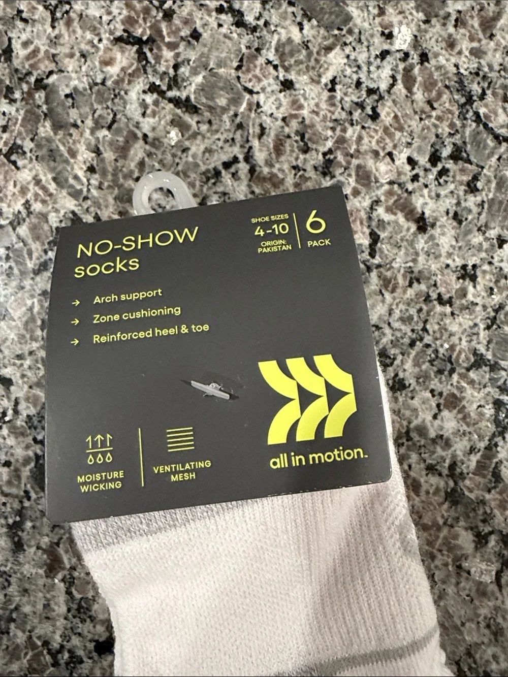 All in motion Women's No-Show Socks - Gray, White & Black (6-Pack)